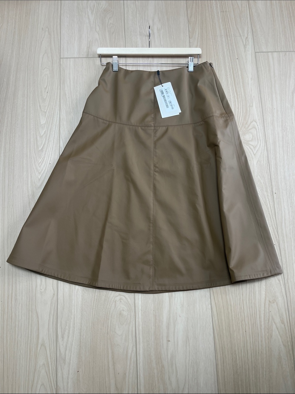 Marcella Lexi Vegan Leather A-Line Midi Skirt in Latte - Picture 3 of 3
